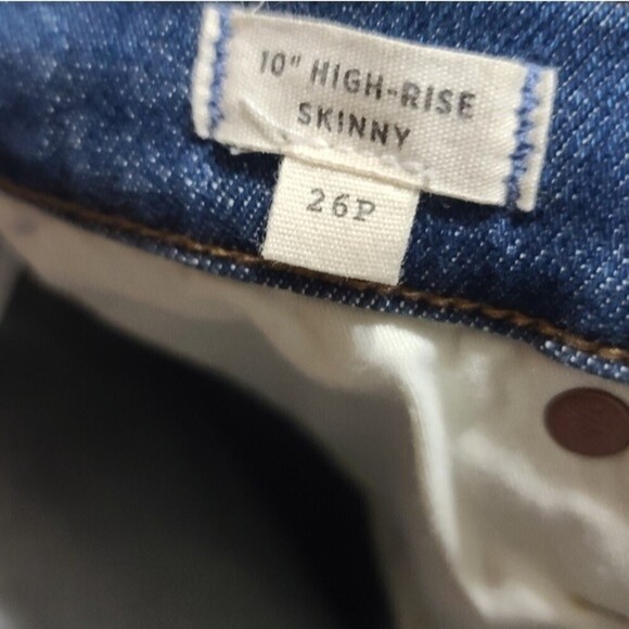 Madewell 10" High Rise Skinny Button Fly Raw Hem Blue Denim Jeans 26P - Picture 9 of 10